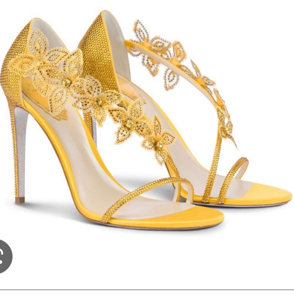 Rene Caovilla Florian’s Crystal Sunflower Yellow Sandal
